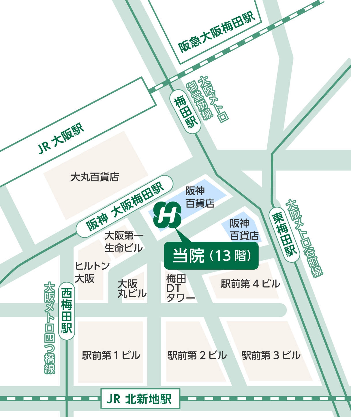 地上からお越しになる場合の地図