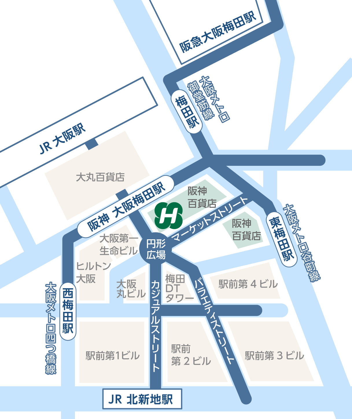 地下からお越しになる場合の地図